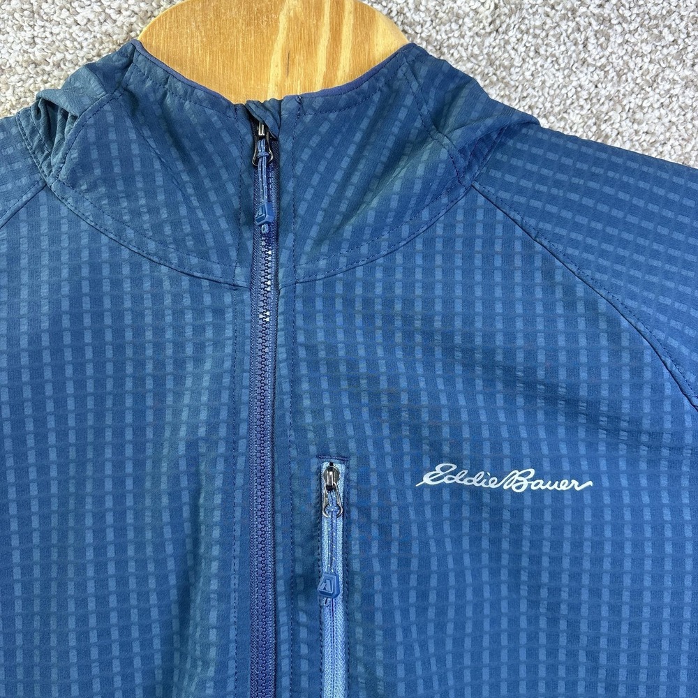 Eddie Bauer Jacket Womens T2XL Blue Hooded Lightweight Windbreaker Zip Pockets - Picture 2 of 8